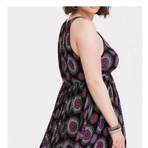 Torrid Black Purple Medallion Hi-Lo Challis Tank Trapeze Dress 2x 18-20 - Picture 7 of 9
